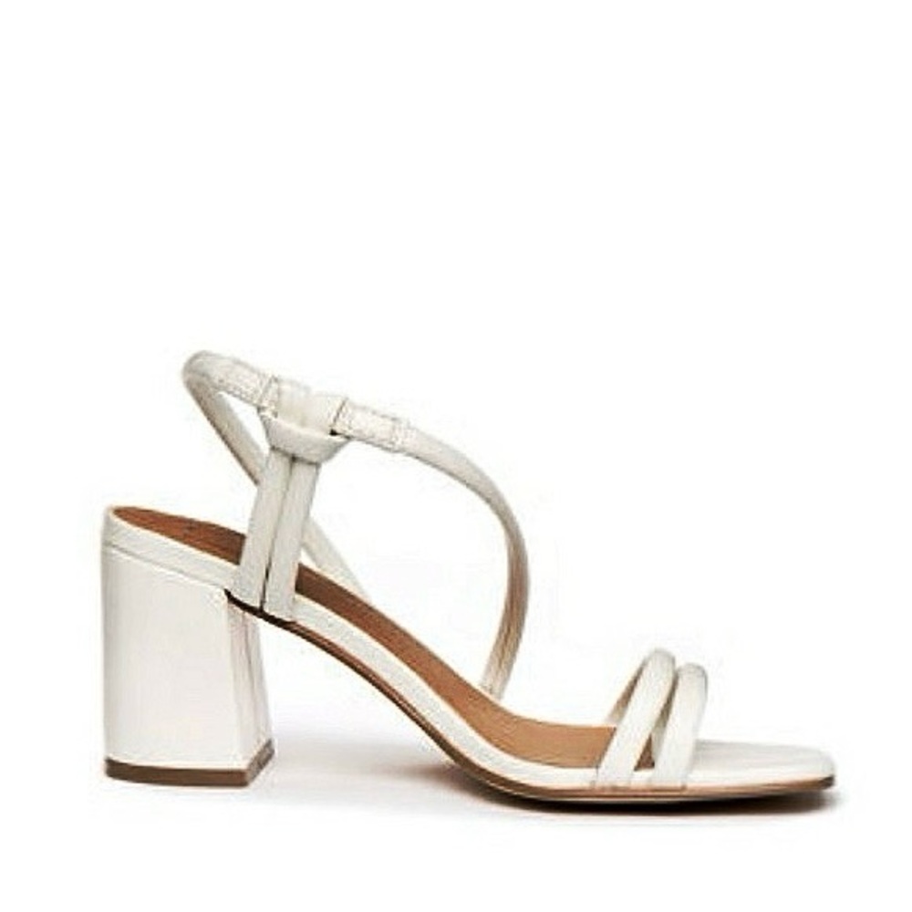 Kaari Blue White Laurel Strappy Sandals Women's Block Heel Square Toe